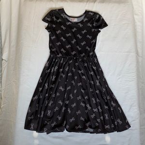 NWT Dot Dot Smile Cap Sleeve Dress, Black with White Bows, Size 7